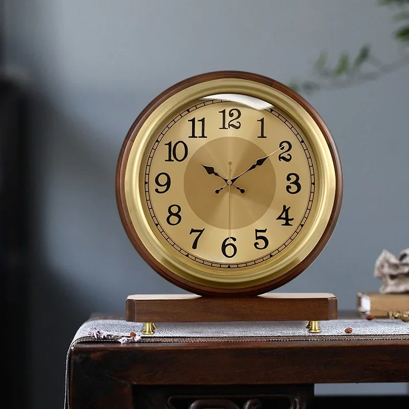 Luxury Silent Table Clocks Wooden Frame Vintage Durable Desktop Prayer Clocks Nordic Muslim Moroccan Style Unique Home Decor
