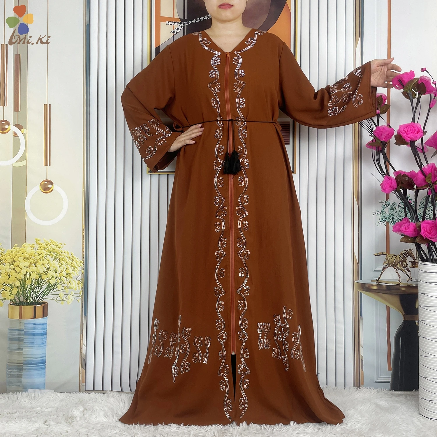 New Ramadan Muslim Dubai Abaya Long Sleeve Chiffon Loose Dashiki Muslim Cardigan Open Abayas African Women Clothing