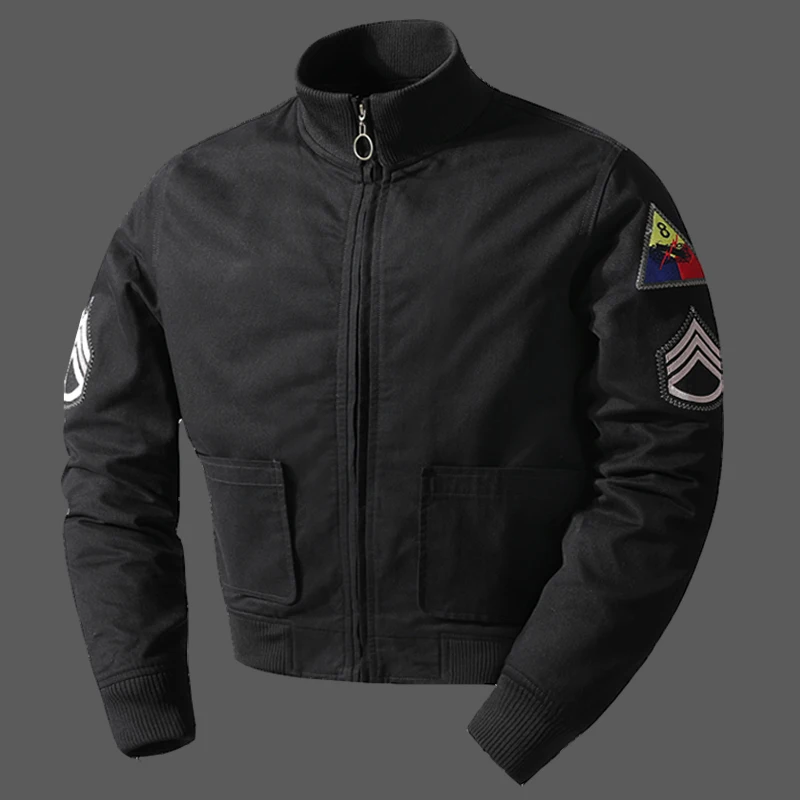 

Men's Spring Autumn MA Pilot Jaet Embroidered Stand Collar Baseball Sle Faionable Outerwear Thiened Long Sve Zipper