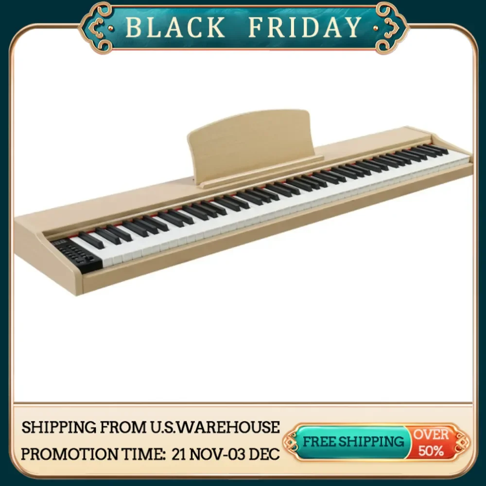 

88 Key Full Size Semi-Weighted Standard Keyboard Wooden Digital Piano with MIDI Bluetooth Triple Headphone and other accessories