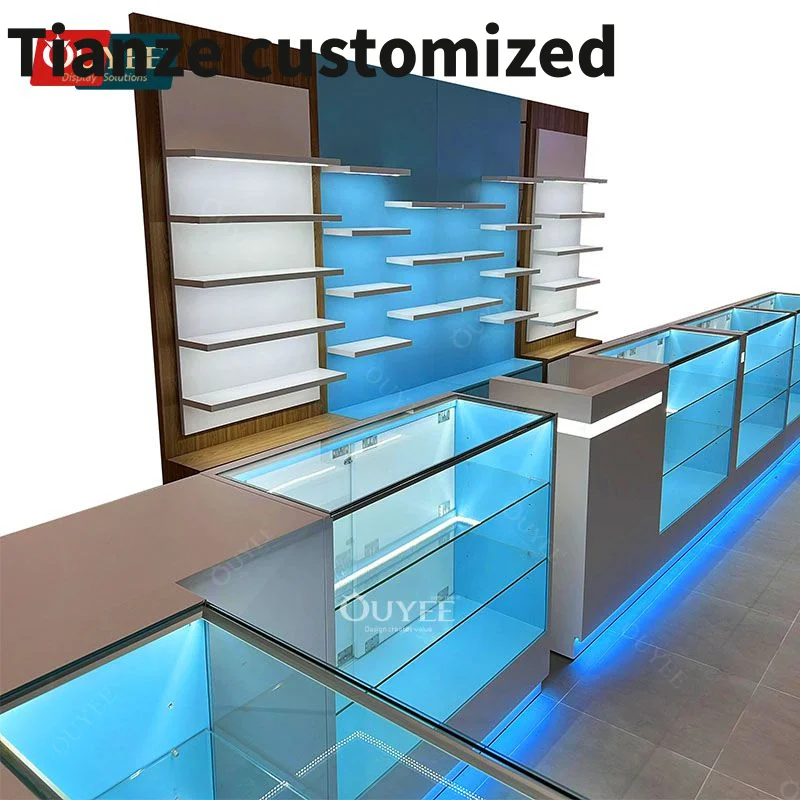 Customized-Factory Retail Display Furniture Glass Display Wall Cabinet Commercial Cabinet Glass Display Sm