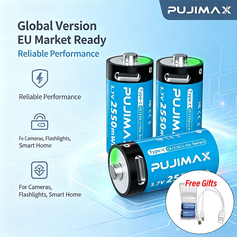 3V CR123A Rechargeable Lithium Battery 2550mWh High Capacity Portable Long Lasting Stable Output Batteries For Flashlight Camera