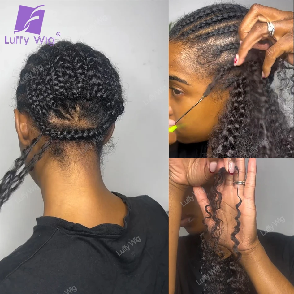 Knotless Crochet Human Hair With Loops Pre Separated Kinky Curly Feather Crochet Human Hair Extensions Bundles For Boho Braids