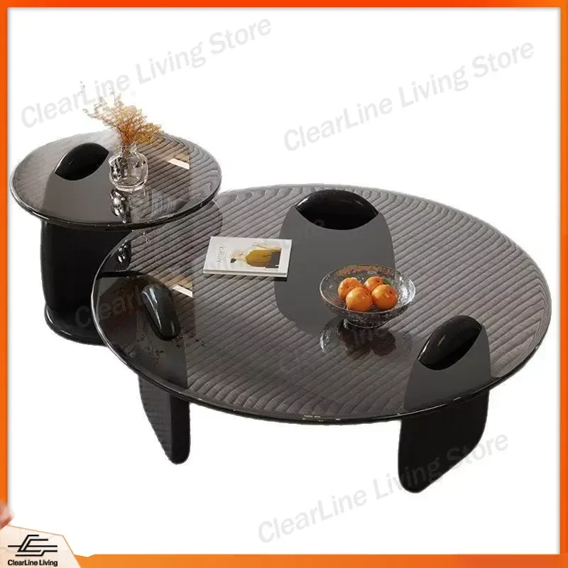 Modern Dome Coffee Table Wood Glass Round Center Table for Living Room Home Decor Furniture Custom Design Luxury Side End