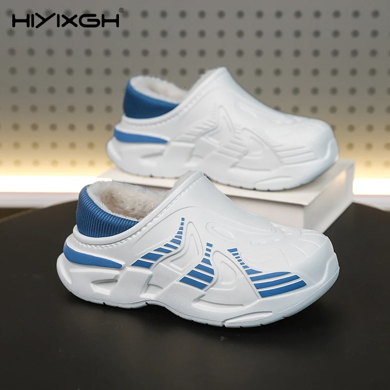 New Winter Men's Cotton Slippers Outdoor Warm Shoes Indoor Chef Shoes Male Women Non-slip Waterproof House Plush Warm Slippers