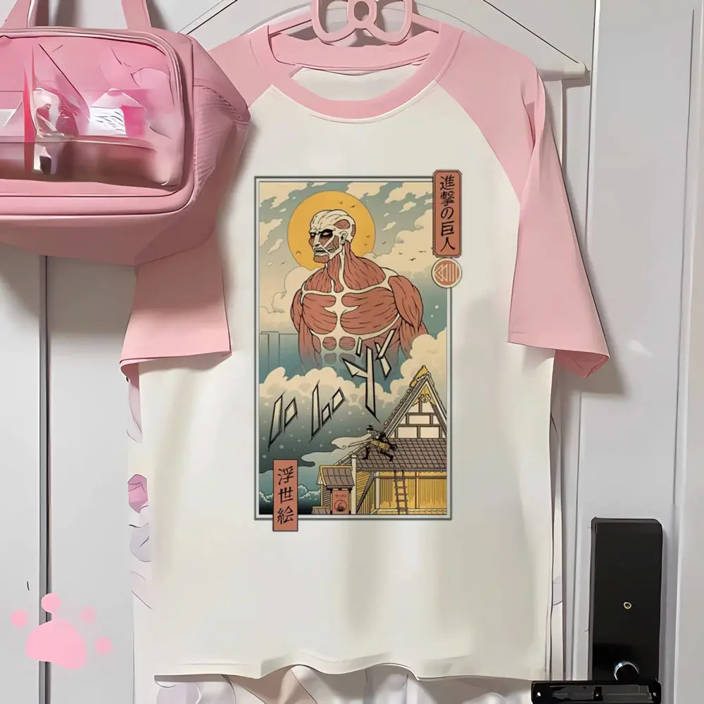 Attack on Titan top tees female Psychedelic Breathable Retro Colorful t shirt Y2k Retro anime streetwear harajuku