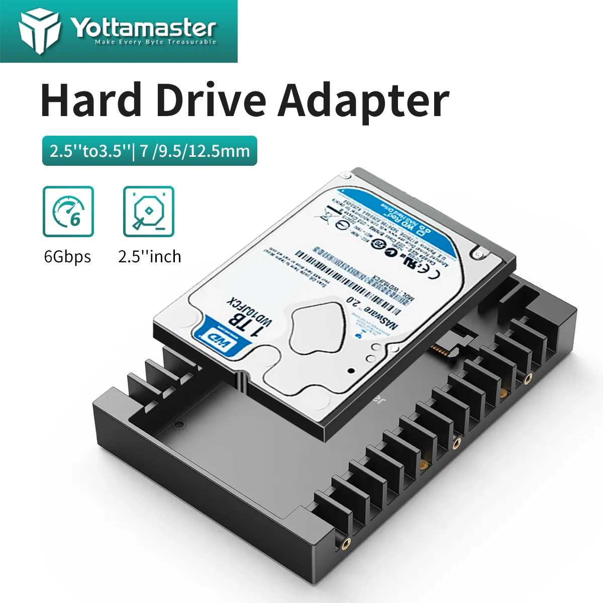 Yottamaster 2.5 SSD SATA to 3.5 Hard Drive Adapter Internal Drive Bay Converter Mounting Bracket Caddy Tray for HDD / SSD