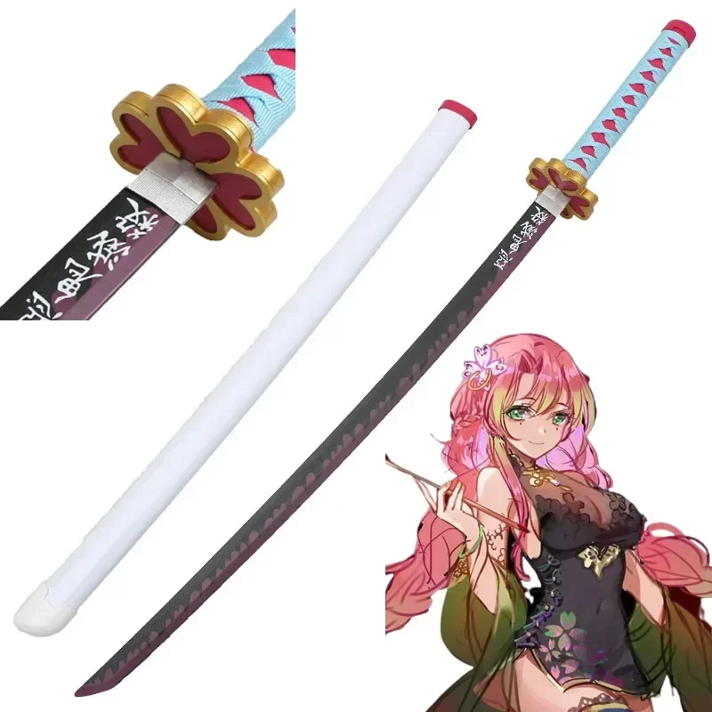 Cosplay Anime Kanroji Mitsuri 41inch Sword Weapon Role Play Demon Slayer Agatsuma Zenitsu Sword Wood Model 104cm Katana