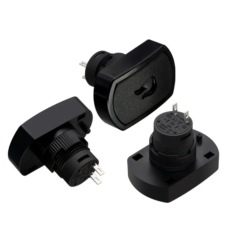 PBS1-17 self-resetting small 2-pin momentary push-button switch, black without light. Button switch 1.5A, 250VAC