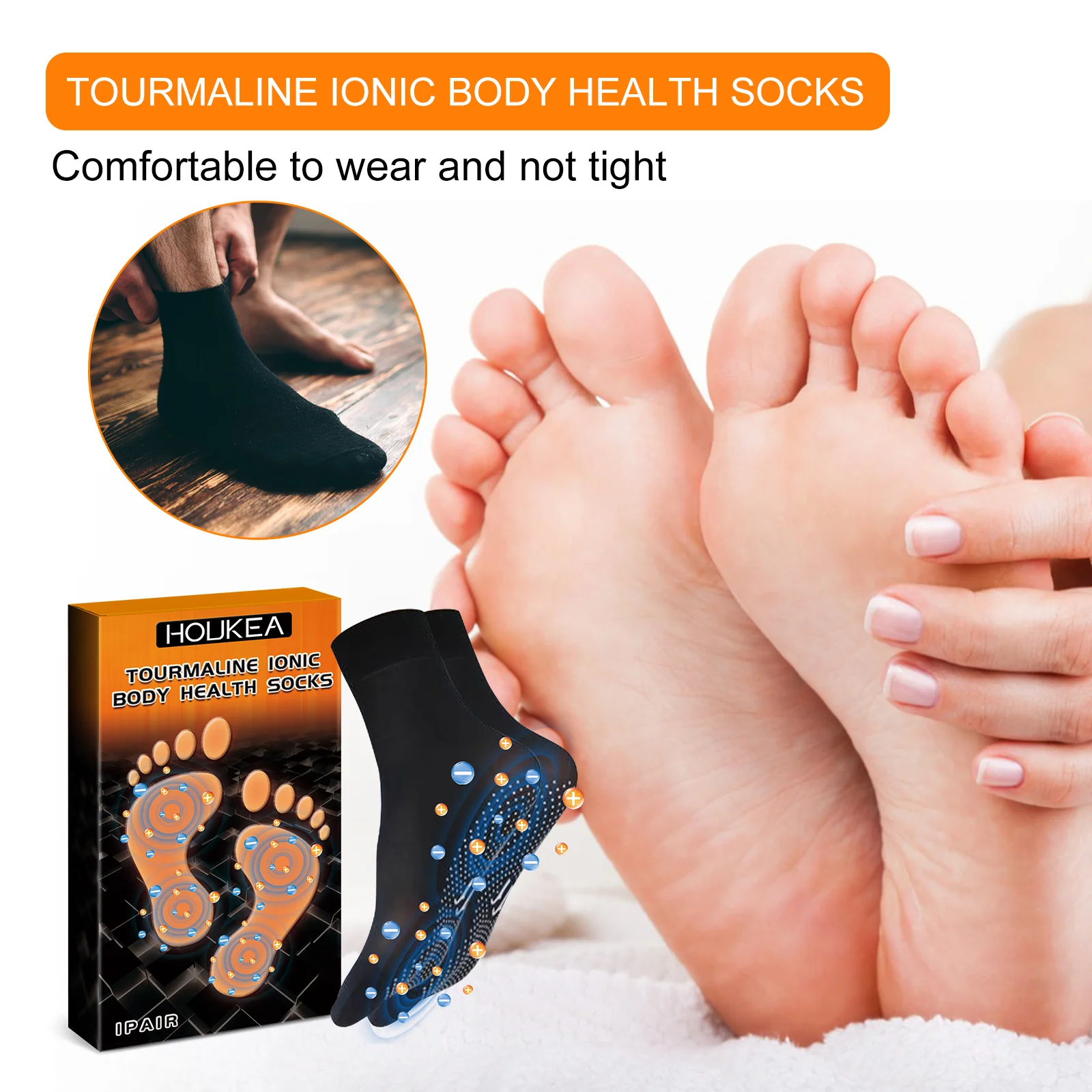 HOUKEA Winter Thermal Ion Massage Socks Winter Outdoor Sports Cold-Resistant Windproof Warm Foot Care Massage Socks
