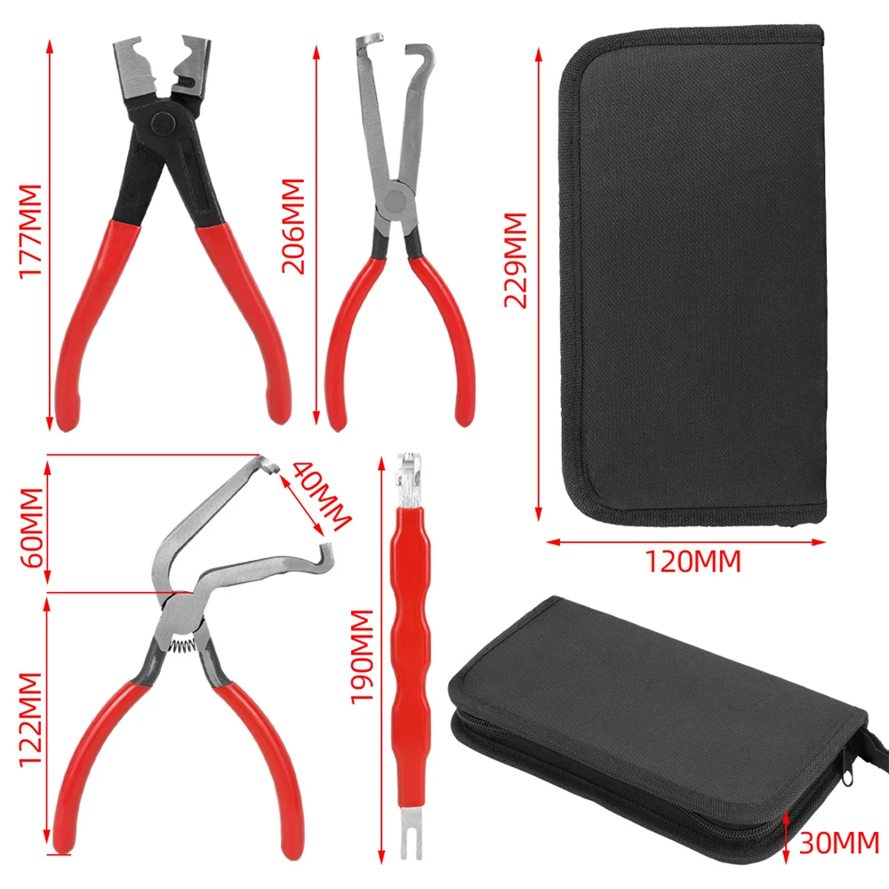 

5-PCS Kit Electrical Disconnect Pliers Set With Gloves-Auto Connector Tool For Fuel Line Wiring Sensors & Coils