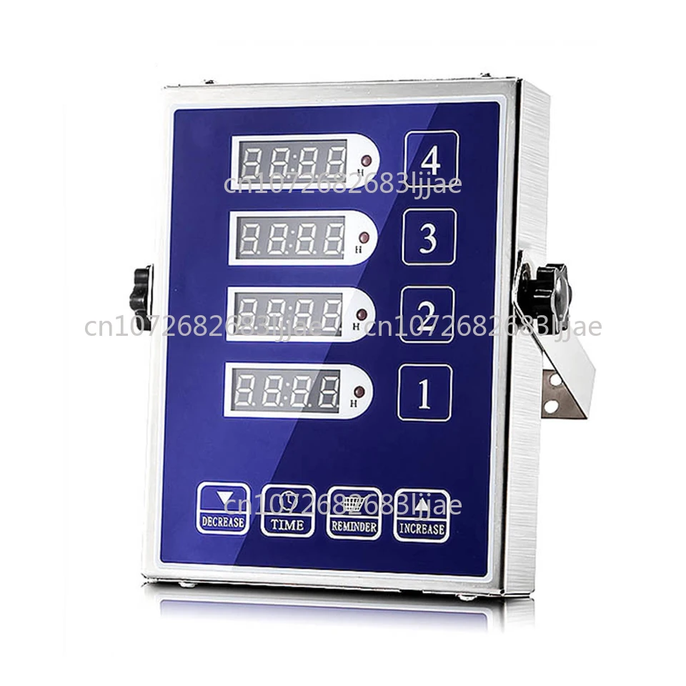CAL4B 4-Channel Stainless Steel Commercial Kitchen Timer with LED Display, Digital Reminder, Loud Alarm for Professional Cooking
