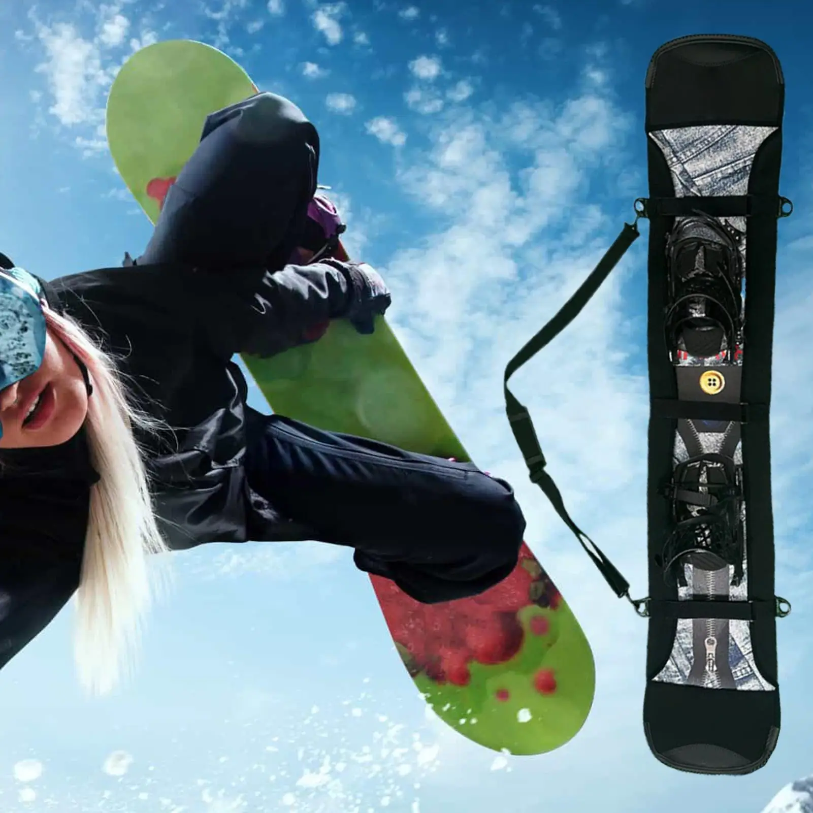 

Snowboard Cover Padded Ski Protection Cover For Travel Protection Bag Portable Sports Gear For Adults Outdoor Men Women Teen