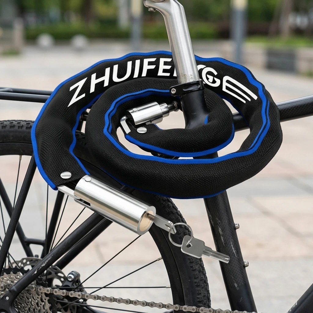 合金鋼チェーンロック-65cm-カバー付き-自転車-マウンテンバイク-電動車両用
