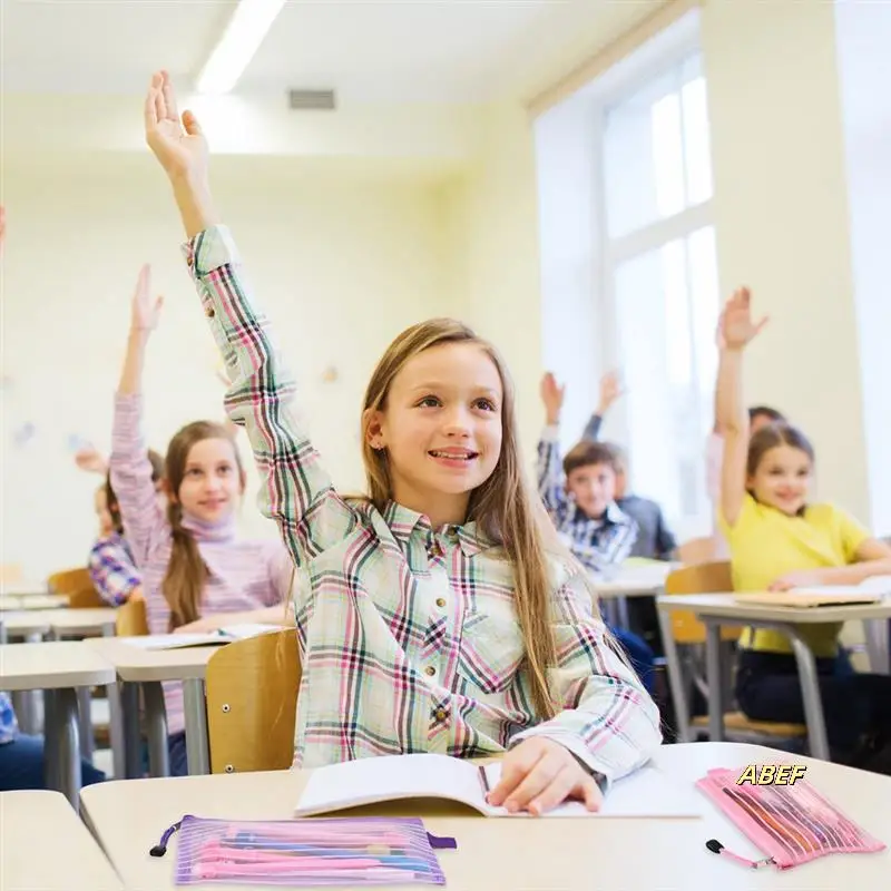 50 упаковок школьных принадлежностей, сетчатый чехол на молнии, пенал для ручек, сумки для хранения карандашей, объемная сумка для карандашей