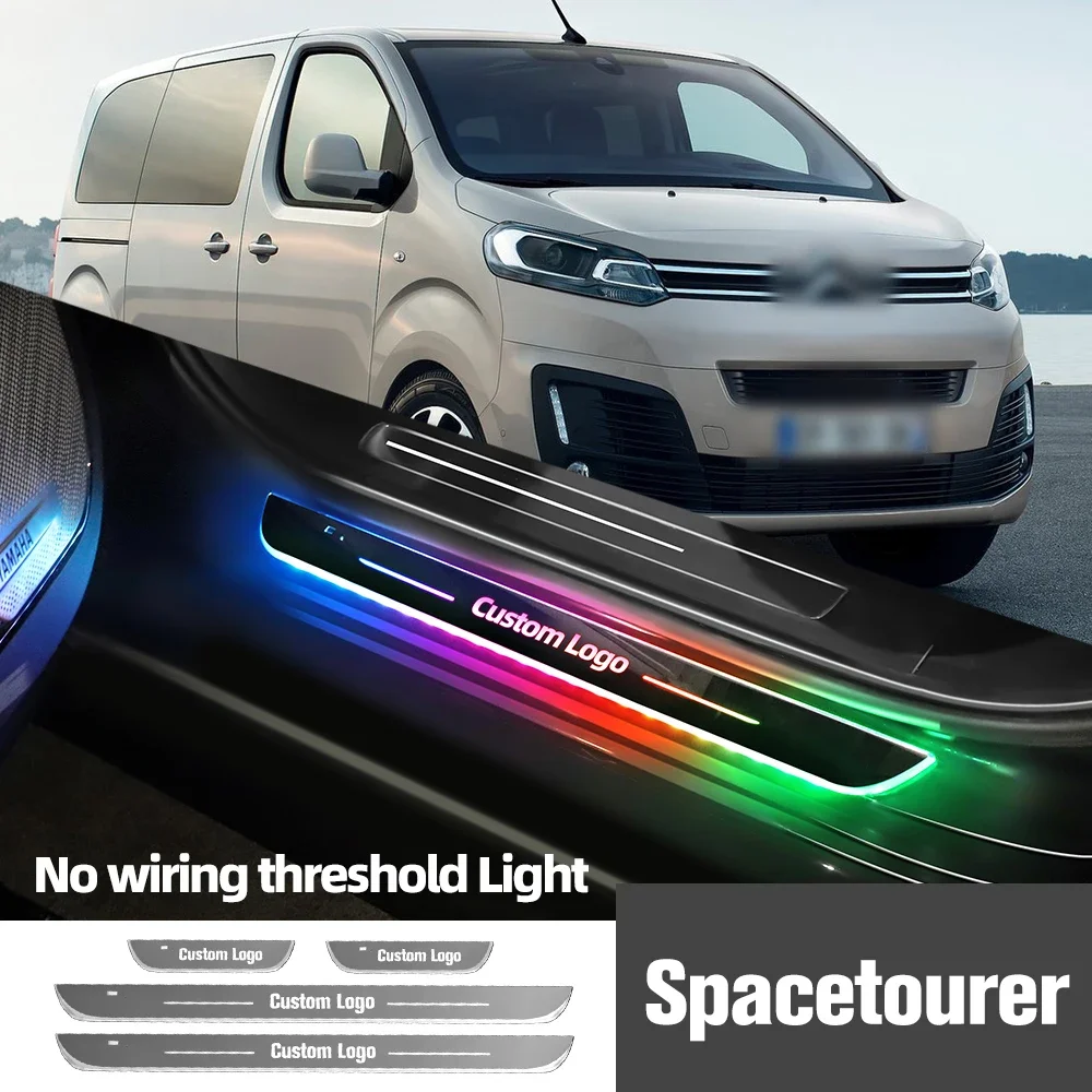 

For Citroen Spacetourer 2016-2022 2020 2021 Car Door Sill Light Customized Logo LED Welcome Threshold Pedal Lamp Accessories