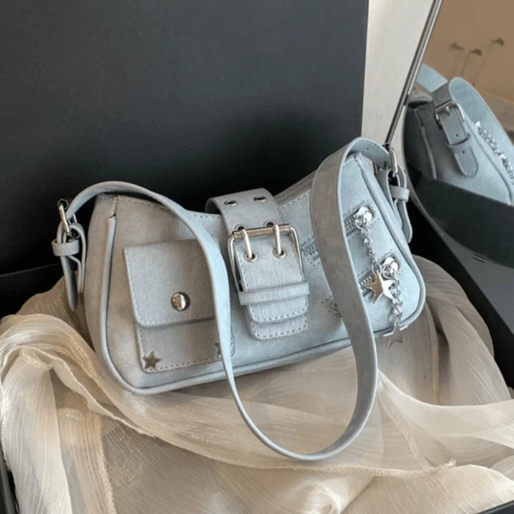 Fashion Handbag Y2K Underarm Bag Rivet Star Spicy Girl Shoulder Bag Armpit Bag Retro Crossbody Bag Girls