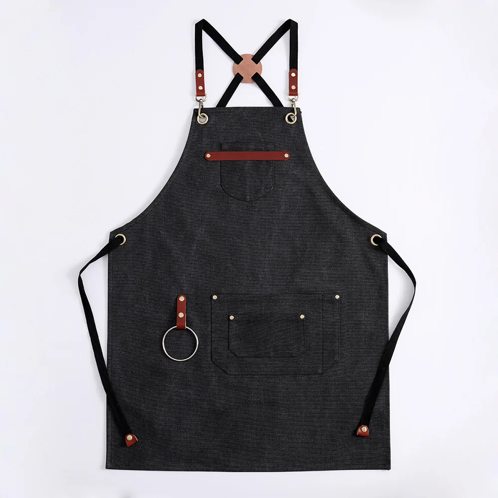 Wear-Resistant Canvas Apron for Men and Women, Thickened Leather Apron, Custom Logo, Barber, Coffee, Floral Work Clothes