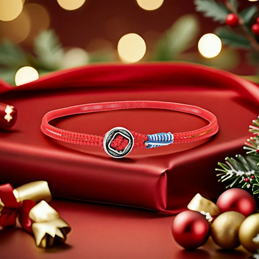 Weihnachten Glück rot dünne Schnur Armband Unisex Doppelschicht Retro Haken Festival Armband Ornamente Paar Freunde Geschenk handgemachte Joias