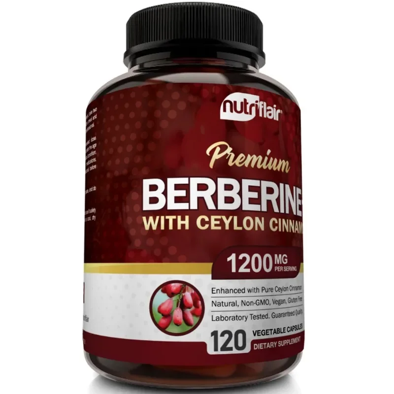 Premium Berberine HCl 1200mg- Ceylon Cinnamon Supplement - Supports Glucose Metabolism, Immune System, Healthy Weight Management