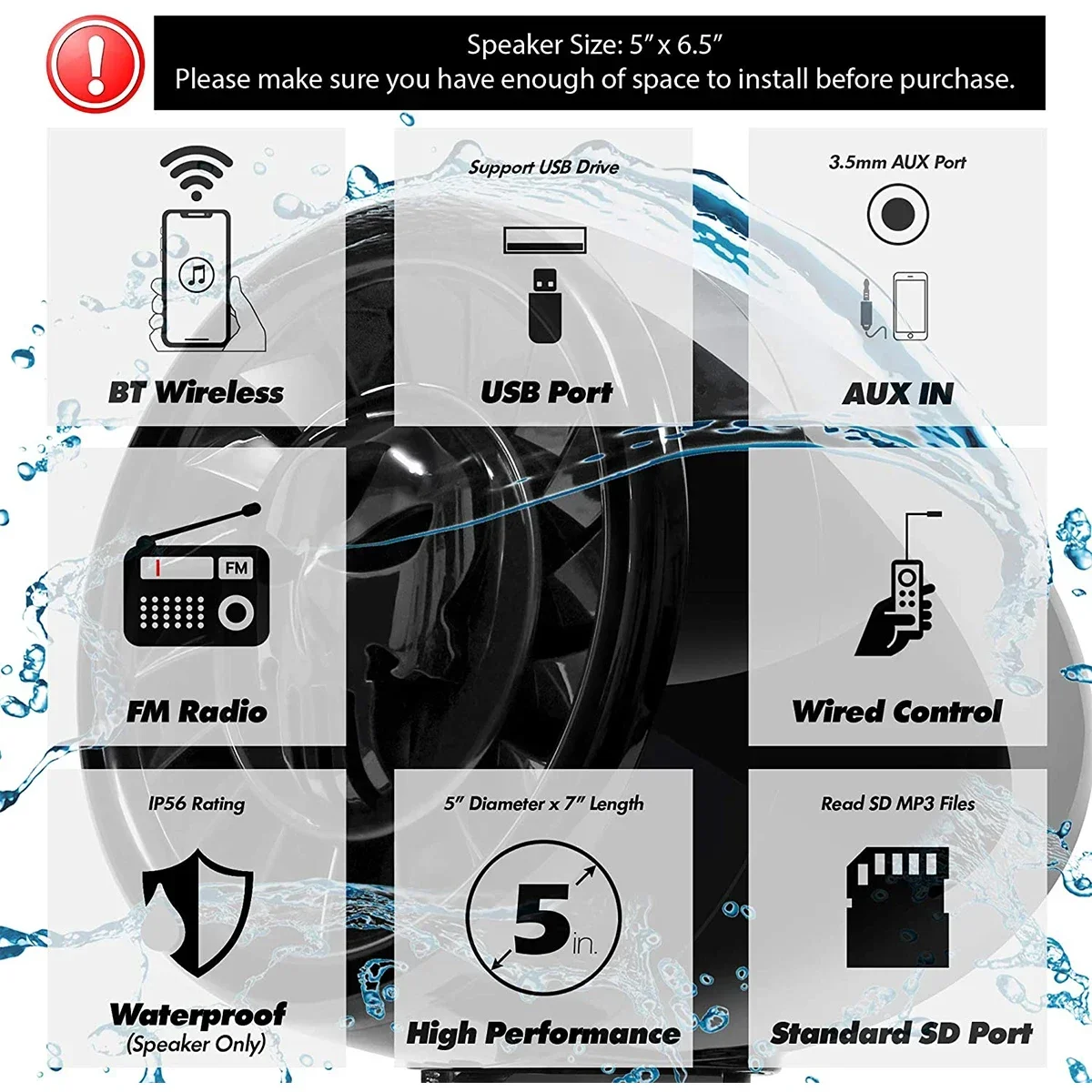 Amplificador Multimedia para motocicleta, sistema de Audio estéreo con Bluetooth, 4 canales, 1000W, 5 pulgadas, altavoces potentes, Radio FM, AUX,