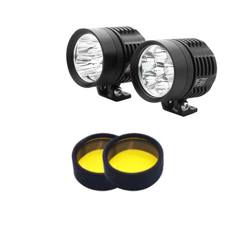 Luces de foco para motocicleta, cubierta amarilla para vehículo eléctrico, superbrillante, Led externo, 4 cuentas, cabeza de luz fuerte, cubierta