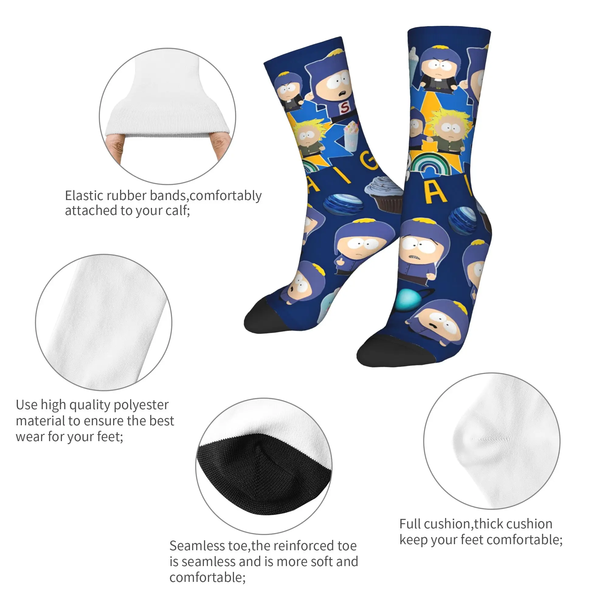 Craig Tucker Souths Parks Socks Men Women Polyester Casual Socks Harajuku Spring Summer Autumn Winter Middle Tube Socks Gifts,