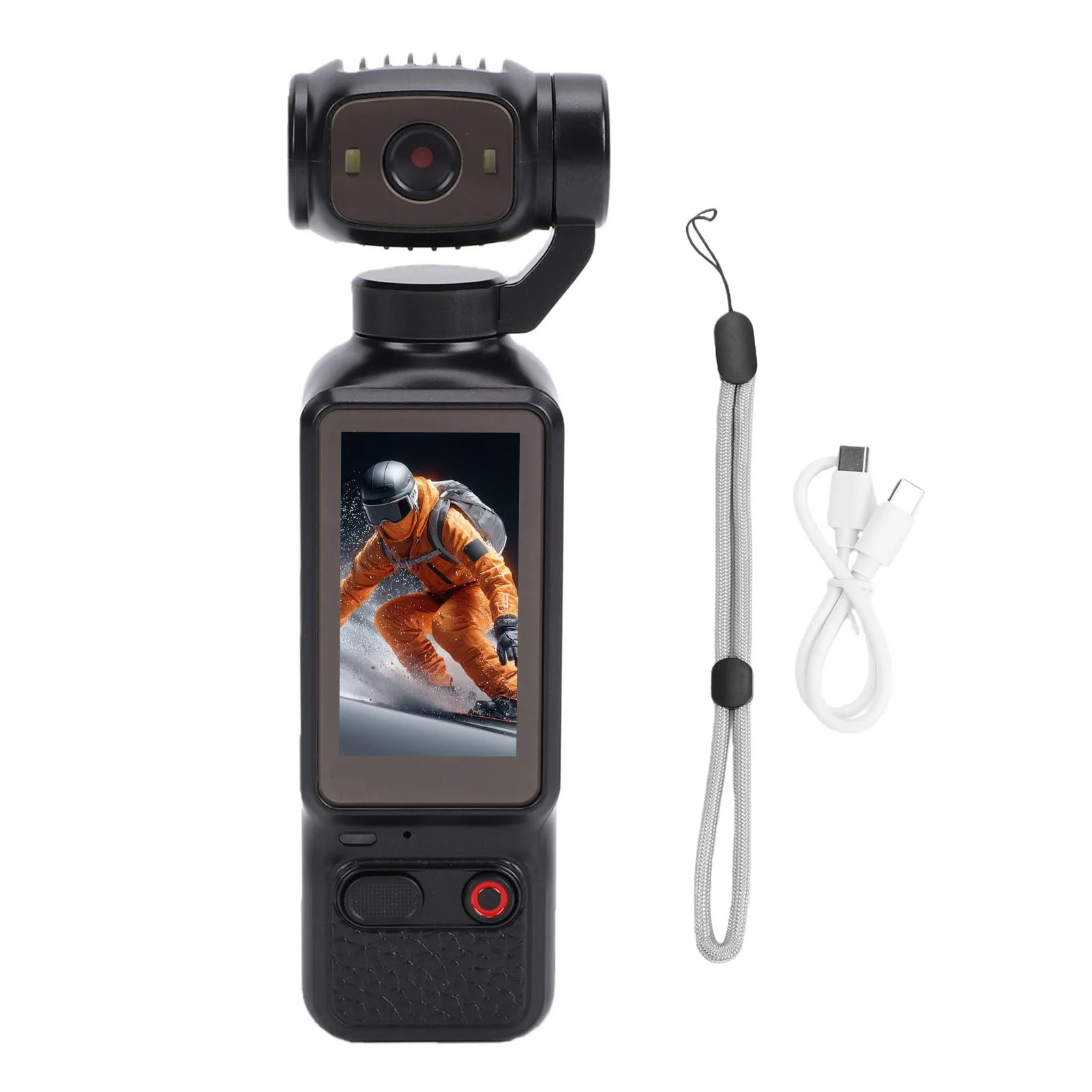 4K Vlogcamera met 180 °   Draaibare lens 64M handcamera voor vloggen, geschikt voor buitensporten, fietsen en reizen.