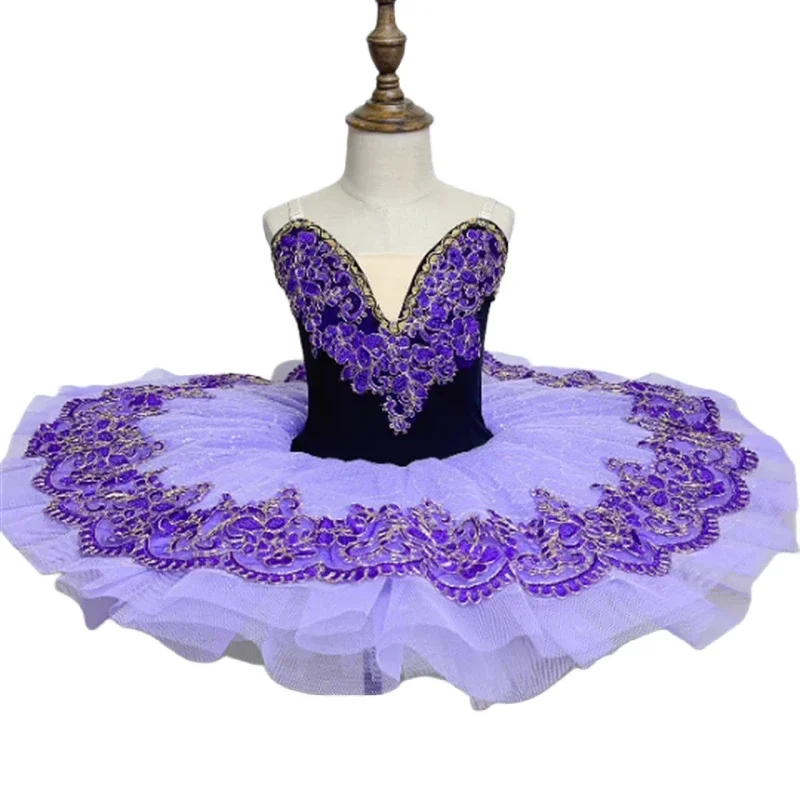 Vestido de baile para meninas, fantasia infantil, vestido de bailarina, performance, Lago dos Cisnes, roxo, tutu de baile profissional, crianças, mulheres