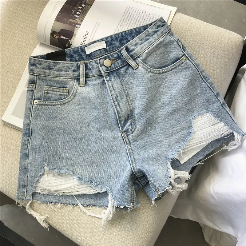 

Highly Recommended~ Women'S Shorts With Ripped Edges, High Waist, Loose Fit, New Versatile Wide-Leg Hot Pants Women