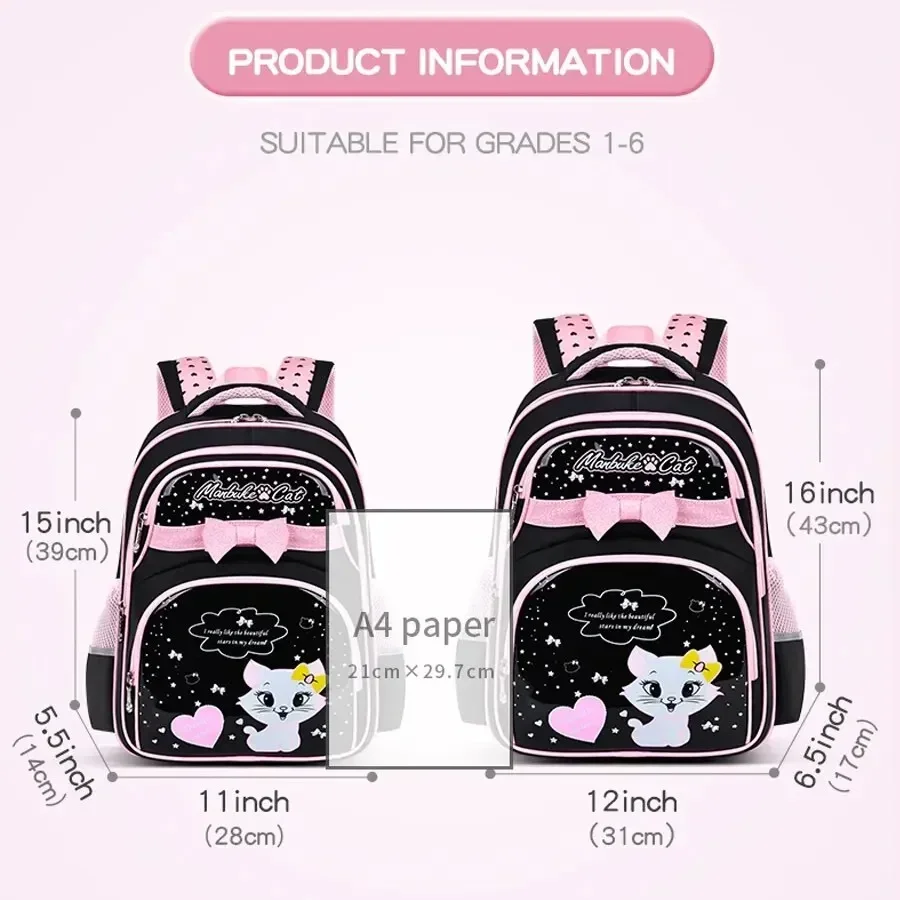 Children\'s Shoulder Bag Girl Pink Cute Kitten Backpack Children\'s Holiday Gift Princess Backpack