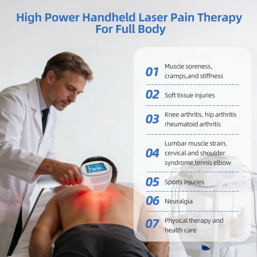Portable 12W High Intensity Laser Therapy Device 810nm 980nm 1064nm for Pain Soft Tissue Injury Repair Diabetic Neuropathy