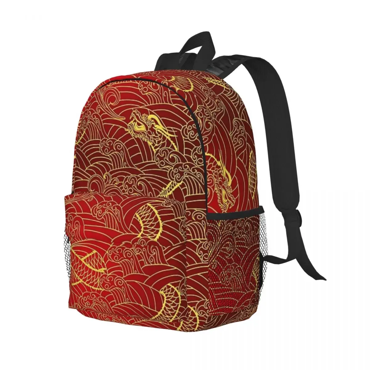 Mochilas con patrón de dragón dorado para niños y niñas, mochila escolar de dibujos animados para estudiantes, mochila de viaje, bolso de hombro de gran capacidad