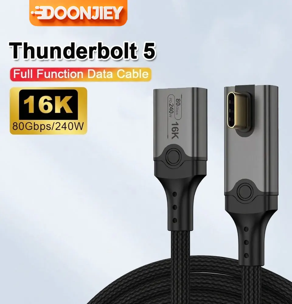 DOONJIEY USB 5.0 Type‑C Male to Female Extension Cable, Thunderbolt 4/5 80Gbps PD 240W,16K HD Video Extender Cord for PC
