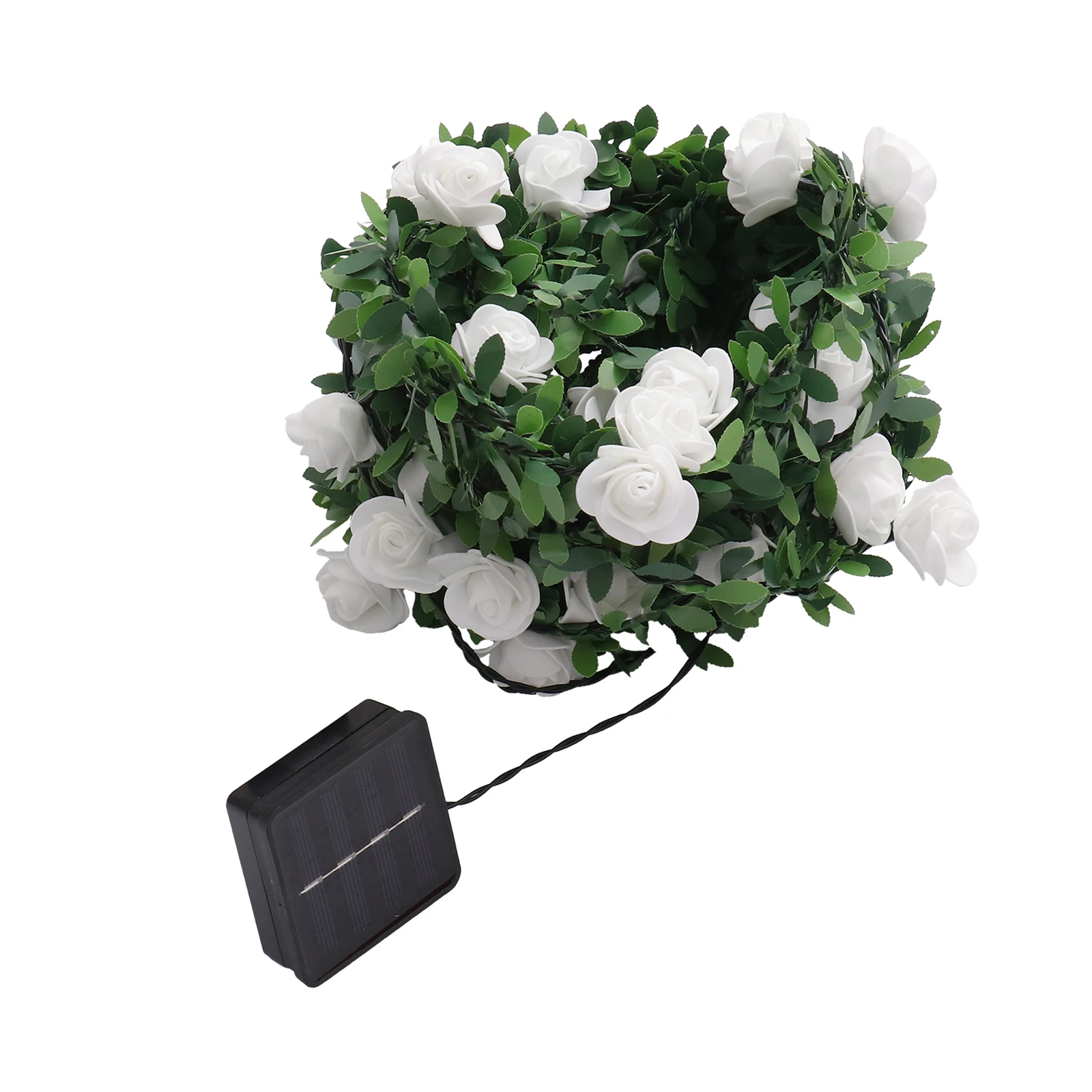 

1Set LED String Light Simulation Green Rose Rattan Solar Hanging Lamp Light for Garden Yard Wedding Party Decoration