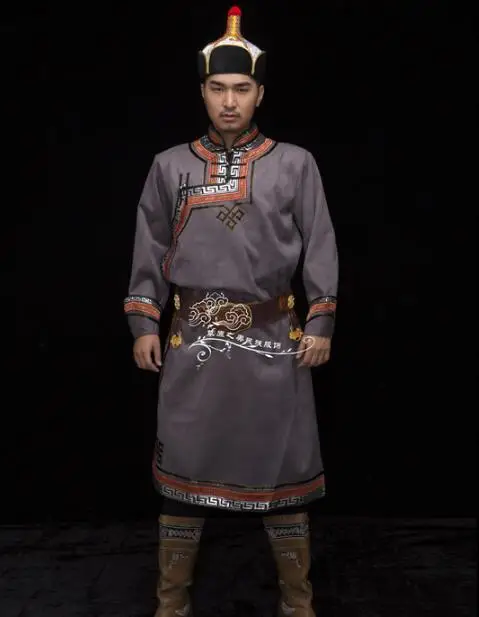 Herren mongolische Robe Frühlings bühne Performance Kleidung chinesisches Kleid Vintage ethnisch lang