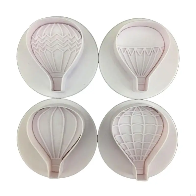 L93C Set of 4 Cookie Cutters Hot Air Balloon Shaped Biscuit Molds Kitchen Baking Tool