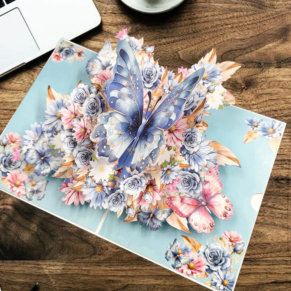 بطاقات تهنئة منبثقة على شكل فراشة ثلاثية الأبعاد، بطاقة بريدية لعيد الحب، الذكرى السنوية، الأم، تهنئة دعوة الزفاف، هدية عيد ميلاد