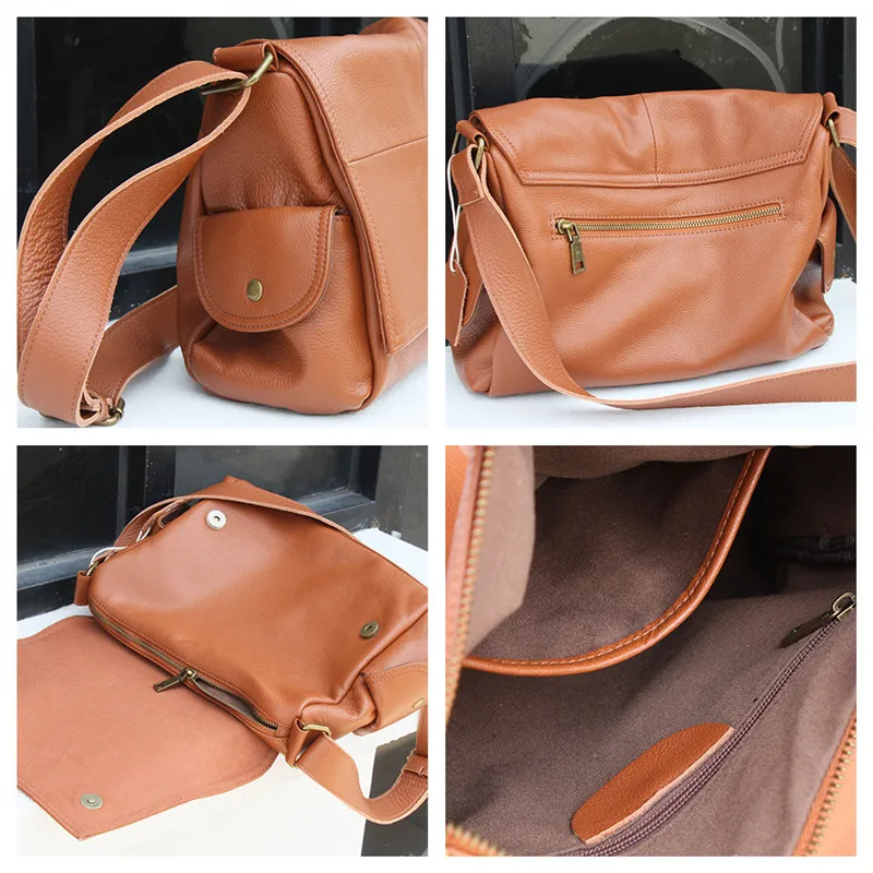 Luxury Handbags Women Bags Genuine Leather Shoulder Messenger Flap Pocket Crossbody Bag Large Soft Skins Casual Ladies Tote