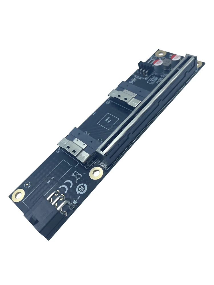 Karta rozszerzeń Gen5 2-portowa SlimSAS 8i do PCIe 5.0 x16, adapter, płyta rozszerzeń, SFF8654 do karty graficznej, karty sieciowej, dysku SSD NVMe, U2, GPU — zdjęcie produktu 7