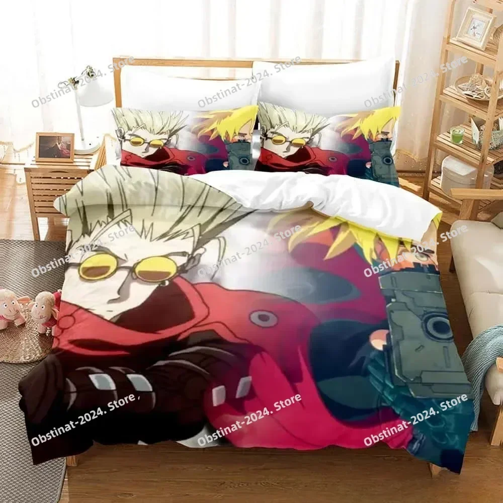 Game TRIGUN STAMPEDE 3D Printing Comforter Bedding Set,Duvet Cover Bed Set Quilt Cover Pillowcase,King Queen Size Bedding Set