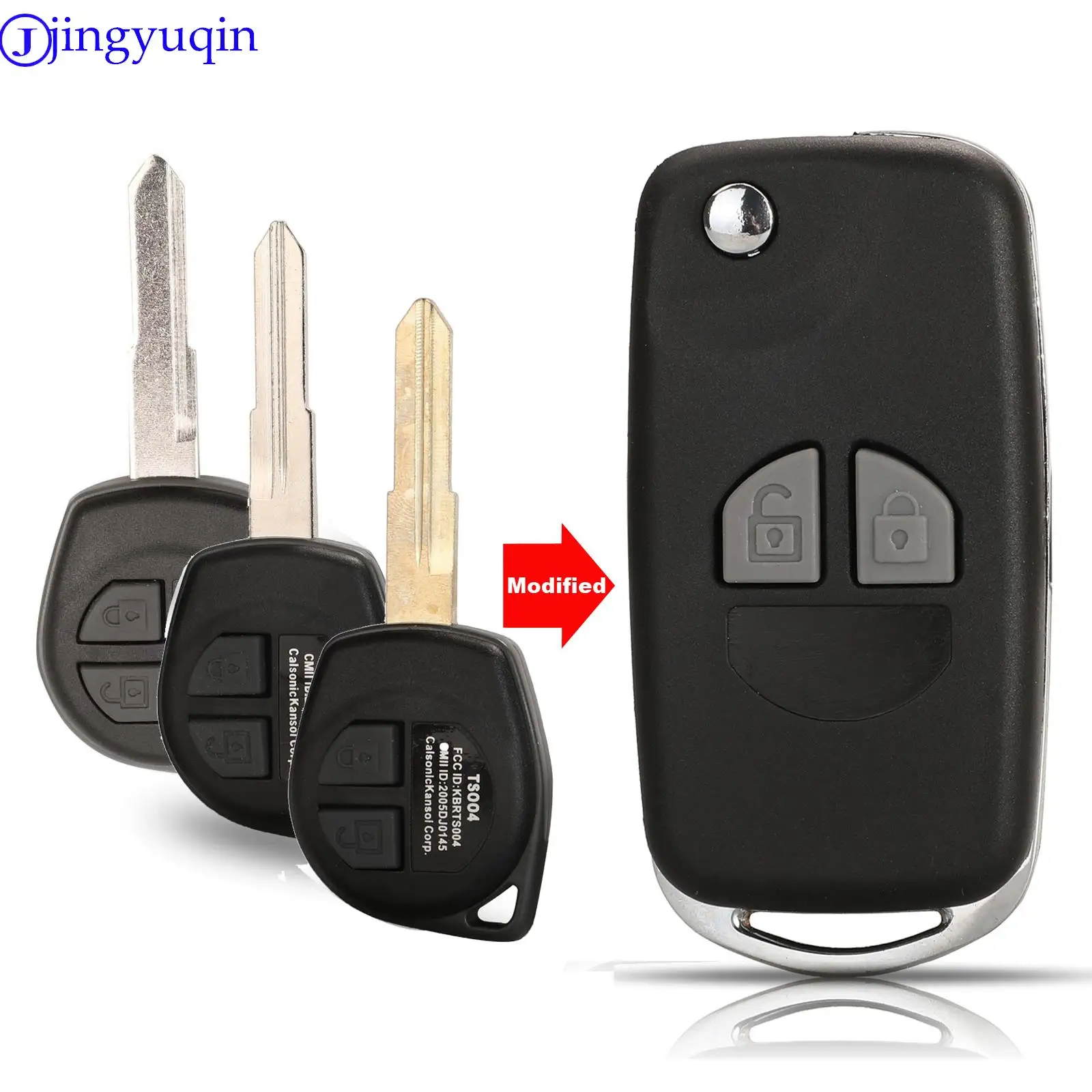 

jingyuqin 10ps For Suzuki Swift Grage Vitara Alto 2 Buttons Flip Folding Car Key Case Shell Upgrade Remote Key