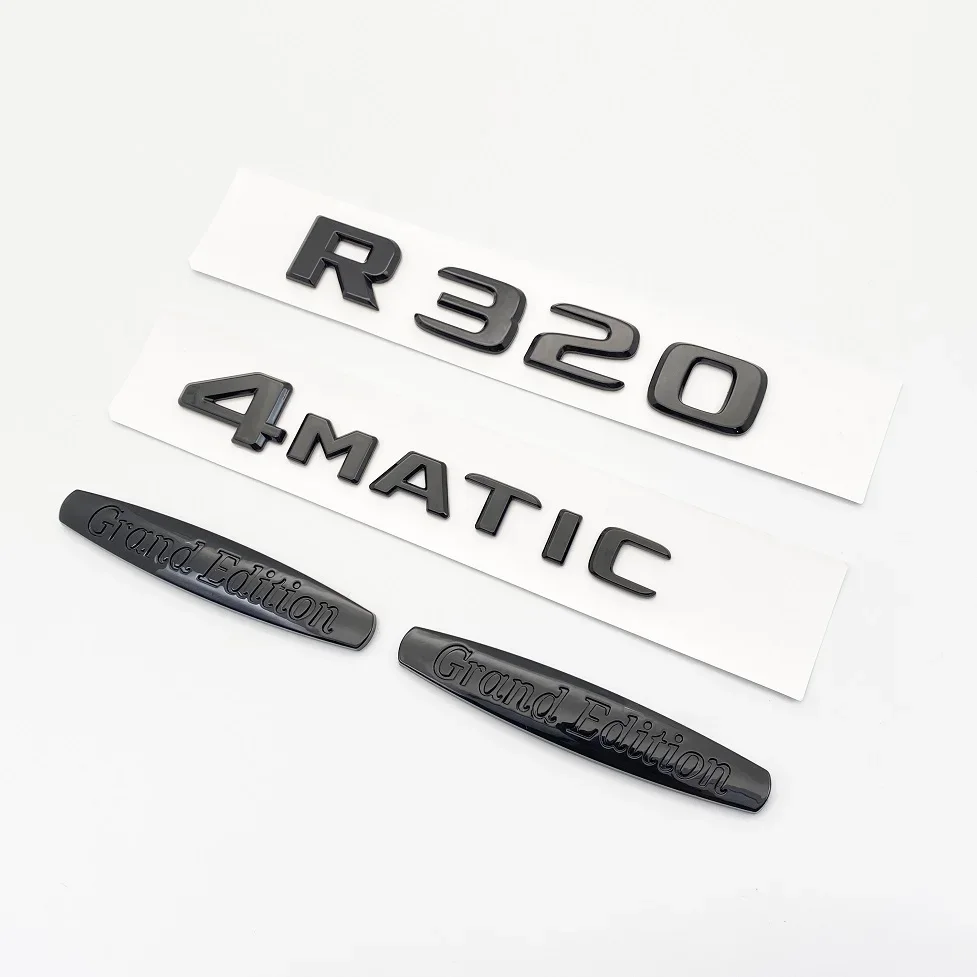 New Glossy Black Badge Decals ABS 3D R300 R350 R400 R500 4MATIC Letter Emblem Sticker For W251 Series Car Fender Trunk Rear Log