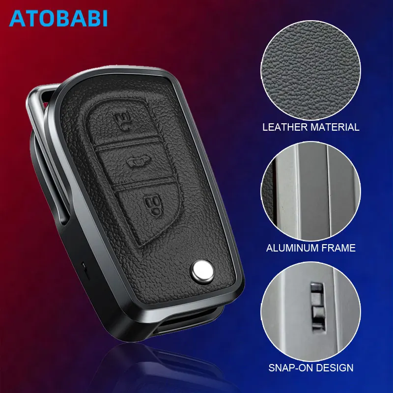 

Aluminum Alloy Car Key Cover Bag For Toyota Camry 2017 Corolla Avensis Verso Auris Hybrid 2018 2019 Flip Remote Fobs Shell Cases