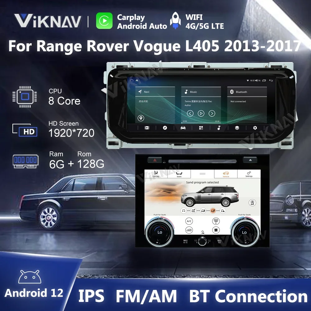 

10,25-дюймовый автомобильный стерео радиоприемник Android 12 для Range Rover Vogue L405 2013-2017, GPS-навигация с панелью переменного тока, климат-контроль