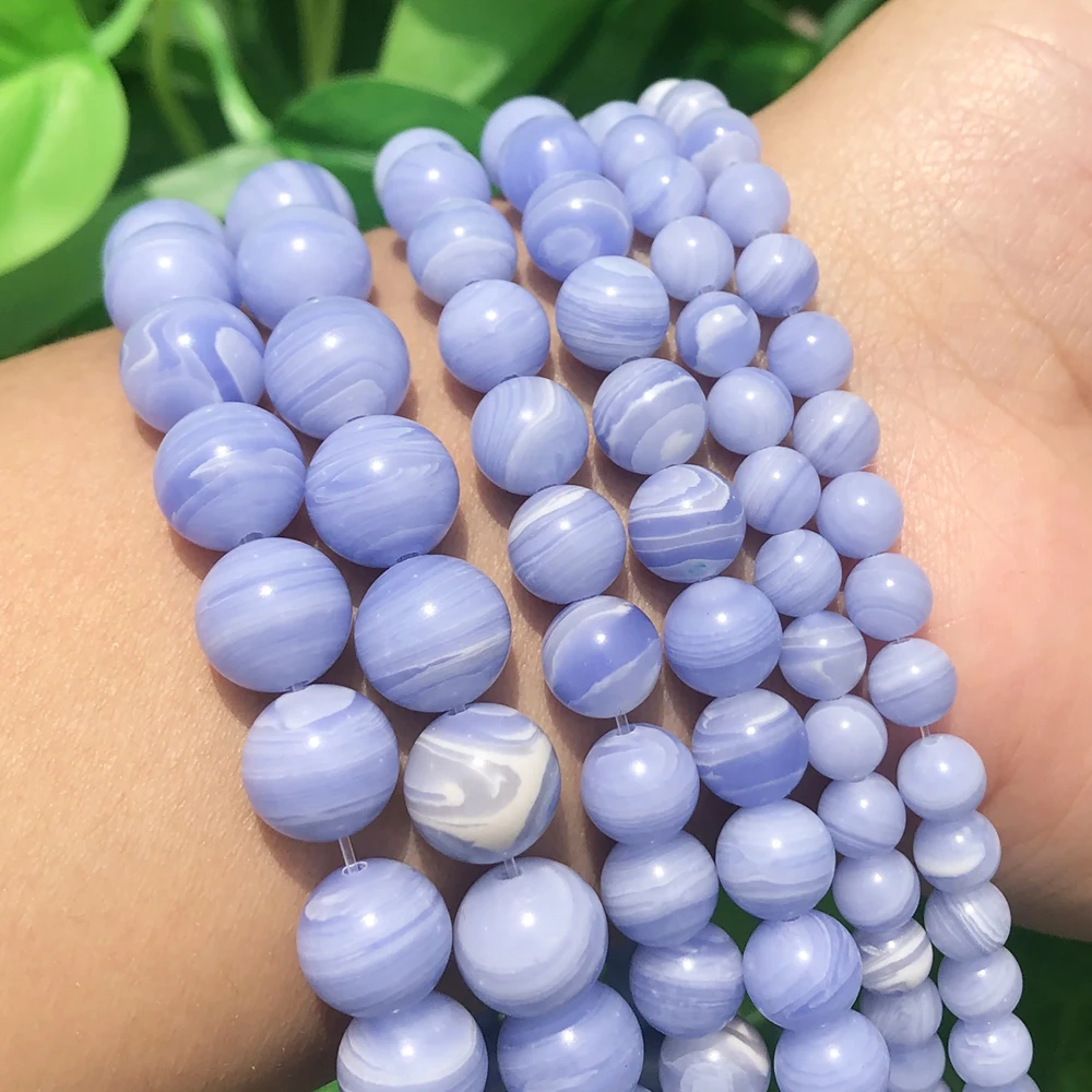 Natural Stone Purple Lace Agates Loose Spacer Round Bead for Jewelry Making DIY Fashion Bracelet Accessories 15\'\'Strand 6 8 10mm