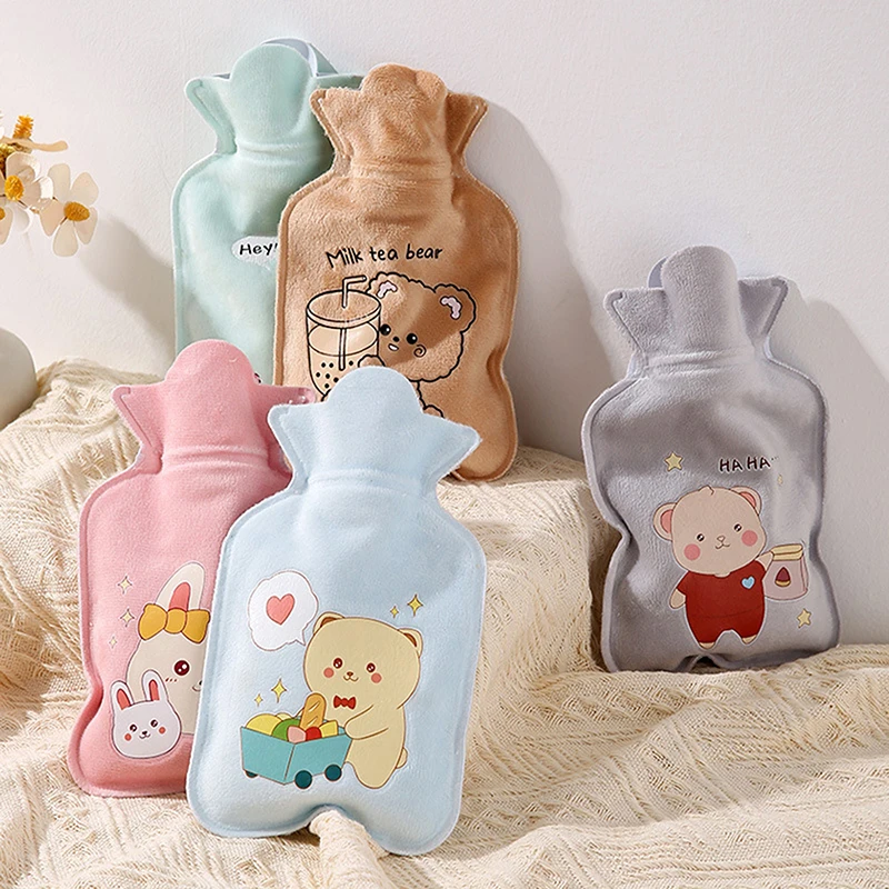 1PC Kawaii 350ml Plush Hand Warmer Cute Cartoon Girl Heart Y2k Carry-On Water-Filled Hot Water Bag Keep Warm