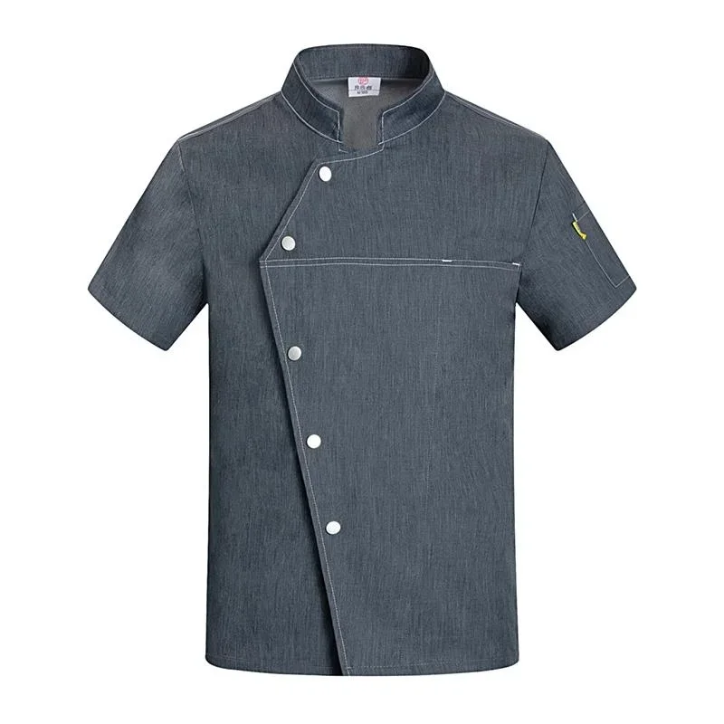 Veste de Chef unisexe, manteau de cuisine à manches courtes, uniforme de serveur de Restaurant chinois