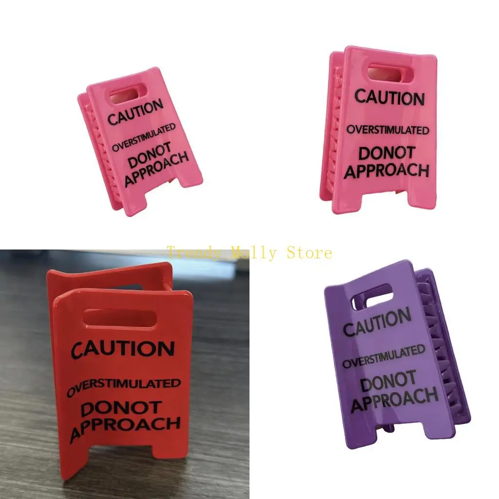 

N5KB Plastic Hair Clip Caution Overstimulated Hair Barrettes Comfortable Lightweight