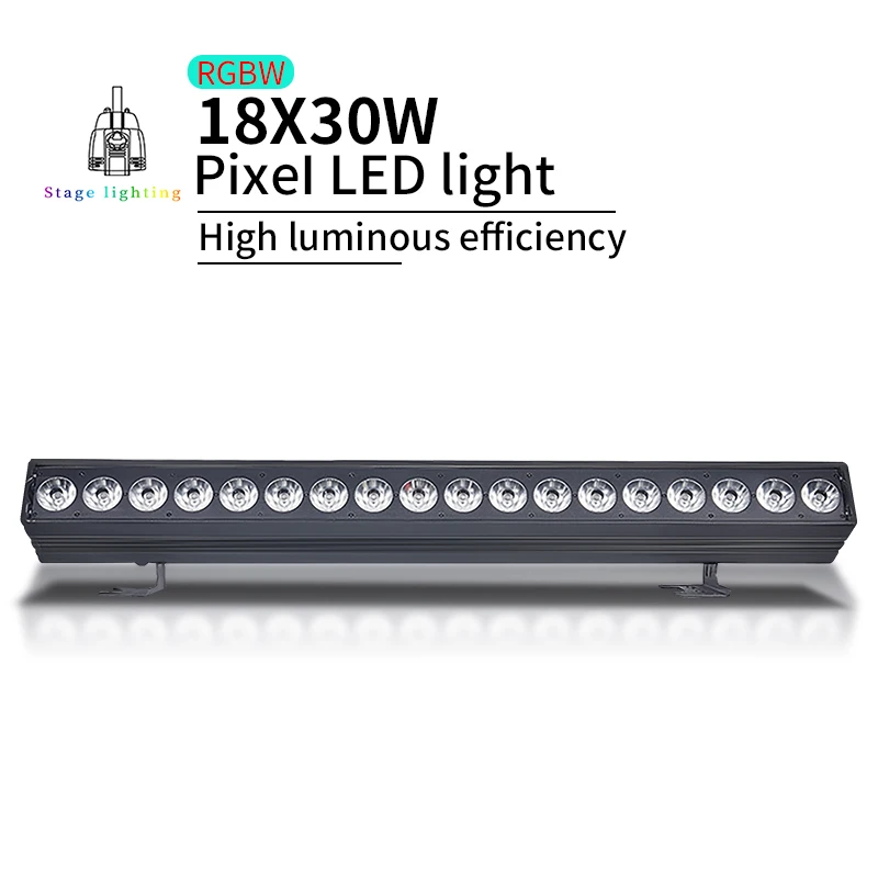 18x30W Pixel DMX RGBWAUV/RGBW LED wall washer strip with base suitable for DJ and wedding stage effects
